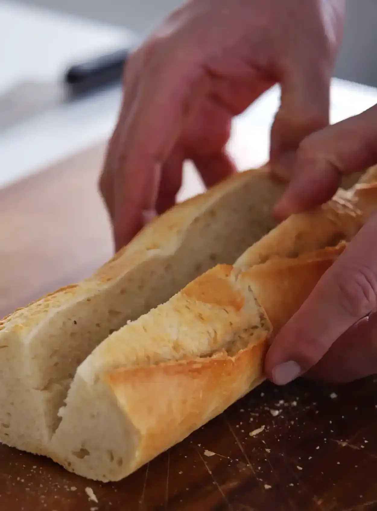 Ost og skinke baguette — steg 1